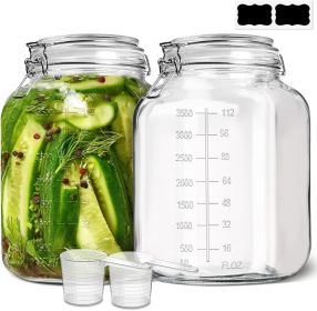 Large Glass Storage Containers with Lids, 1.1 Gallon Glass Jar with airtight Lid for Rice, Wide Mouth Mason Jars with Measurement Mark