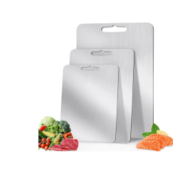 3Pack titanium cutting boards for kitchen,Double Sided Food titanium Grade Metal Non-Toxic titanium Cutting Boards,Easy to Clean