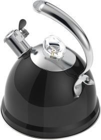 Tea Kettle Stovetop, 2.5 QT Whistling Stainless Steel Teapot, 3-Layer Base, Unique Ergonomic Handle, Includes Pot Holder & Mat